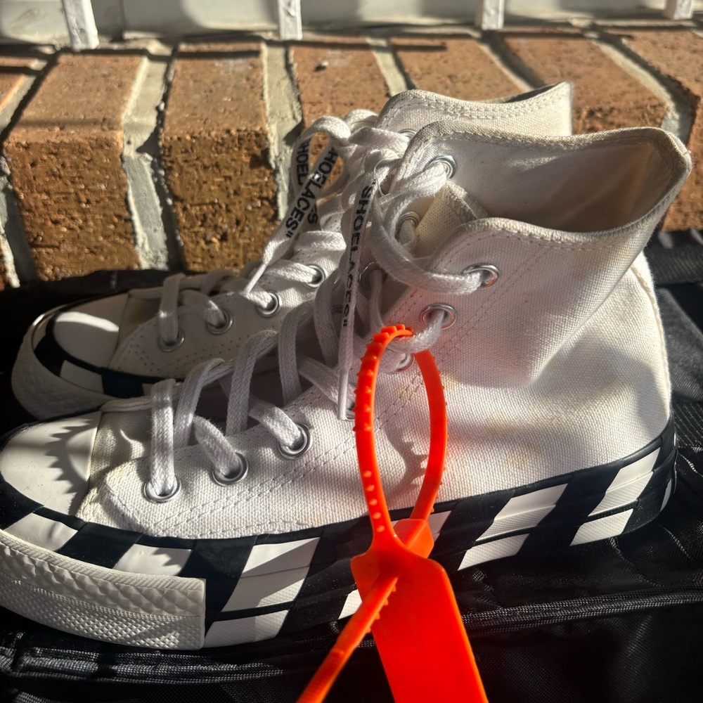 Off-White White and Black Kids High-Top Sneakers